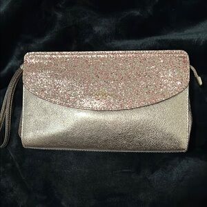 Coach rose gold glittery wristlet